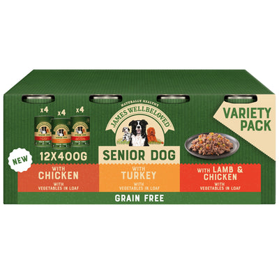 James Wellbeloved Grain Free Senior Wet Dog Food Turkey Lamb & Chicken 12 x 400g Tin
